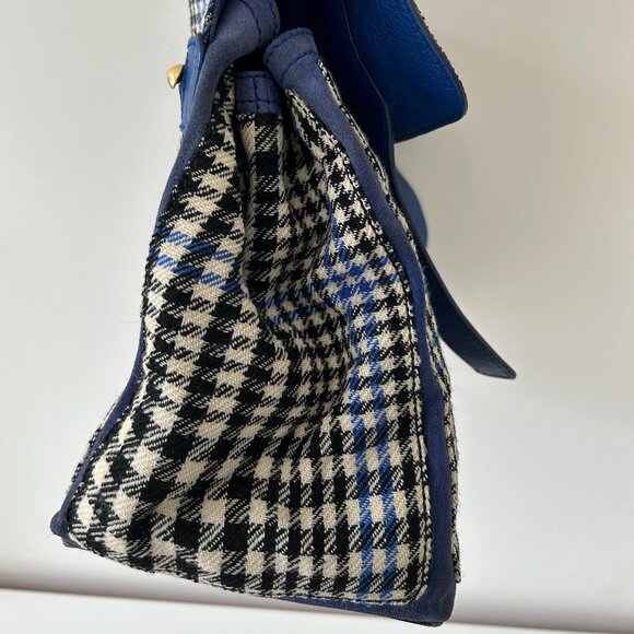 Authentic YSL Muse Two Houndstooth Leather Top Handle Bag - Picture 3 of 11